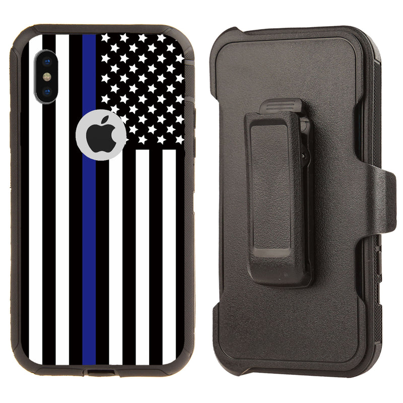 Shockproof Case for Apple iPhone X/XS Police Flag Cover Rugged Heavy Duty