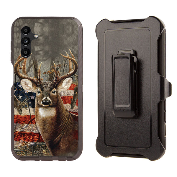 Shockproof Case for Samsung Galaxy A13 5G Deer Camouflage USA Flag Cover Rugged