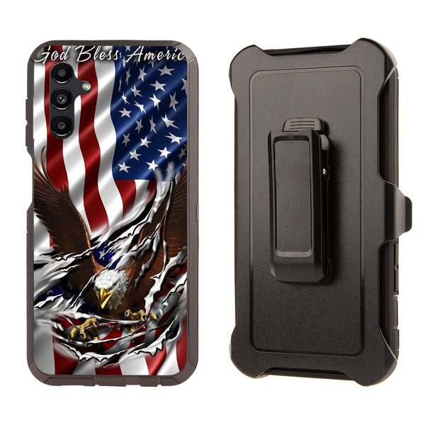 Shockproof Case for Samsung Galaxy A13 Eagle USA Flag Ripped Cover Rugged Heavy