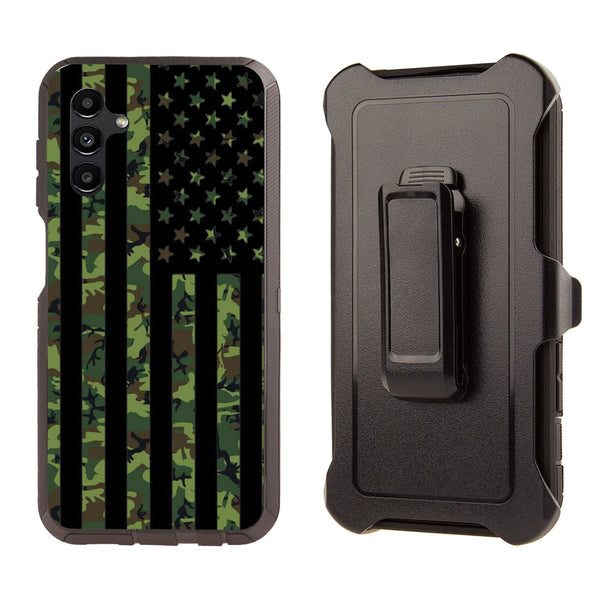 Shockproof Case for Samsung Galaxy A13 Military Camouflage USA Flag Cover Clip