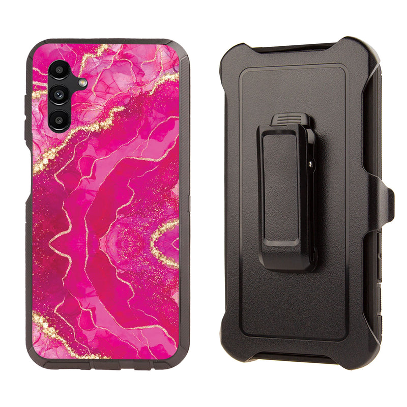 Shockproof Case for Samsung Galaxy A13 Marble Pink Cover Rugged Heavy Duty