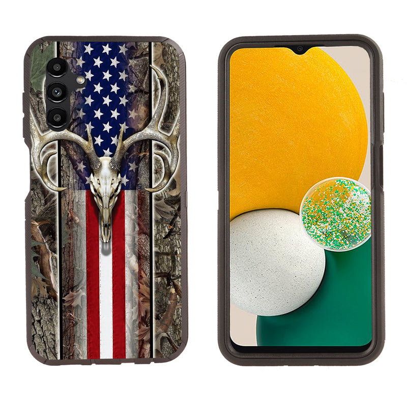 Shockproof Case for Samsung Galaxy A13 5G Deer Skull USA Flag Rugged Heavy Duty