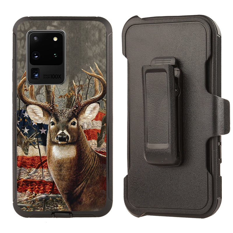 Shockproof Case for Samsung Galaxy S20 Ultra Cover Clip Deer Flag