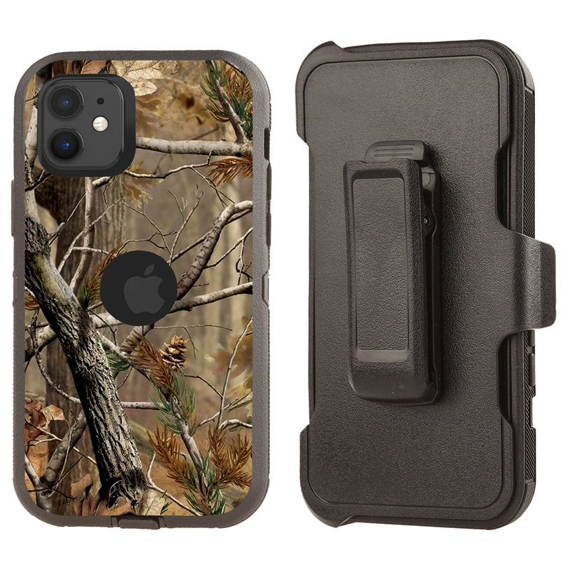 Shockproof Case for Apple iPhone 12 6.1" Camouflage Tree Brown Cover Clip Rugged