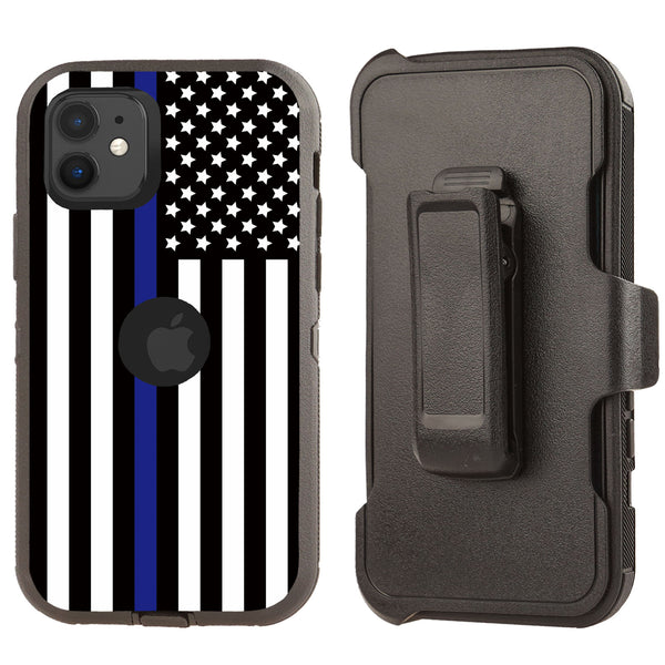 Shockproof Case for Apple iPhone 12 6.1" Police Flag Cover Rugged Heavy Duty