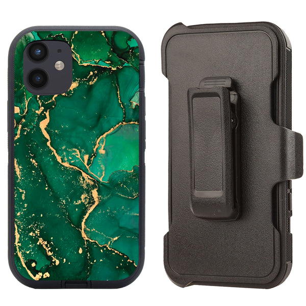 Shockproof Case for Apple iPhone 12 6.1" Green Marble