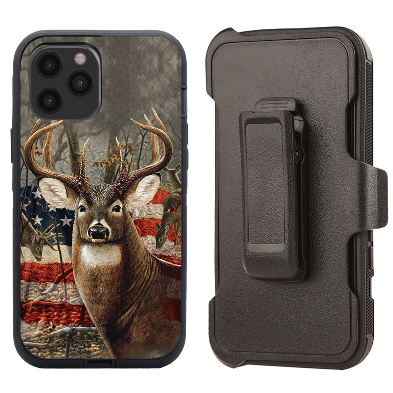 Shockproof Case for Apple iPhone 12 Pro Max Cover Clip Deer Flag
