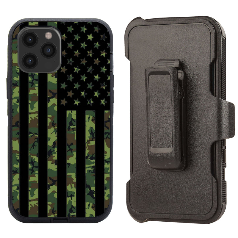 Shockproof Case for Apple iPhone 12 Pro Max Cover Clip Military Camouflage Flag