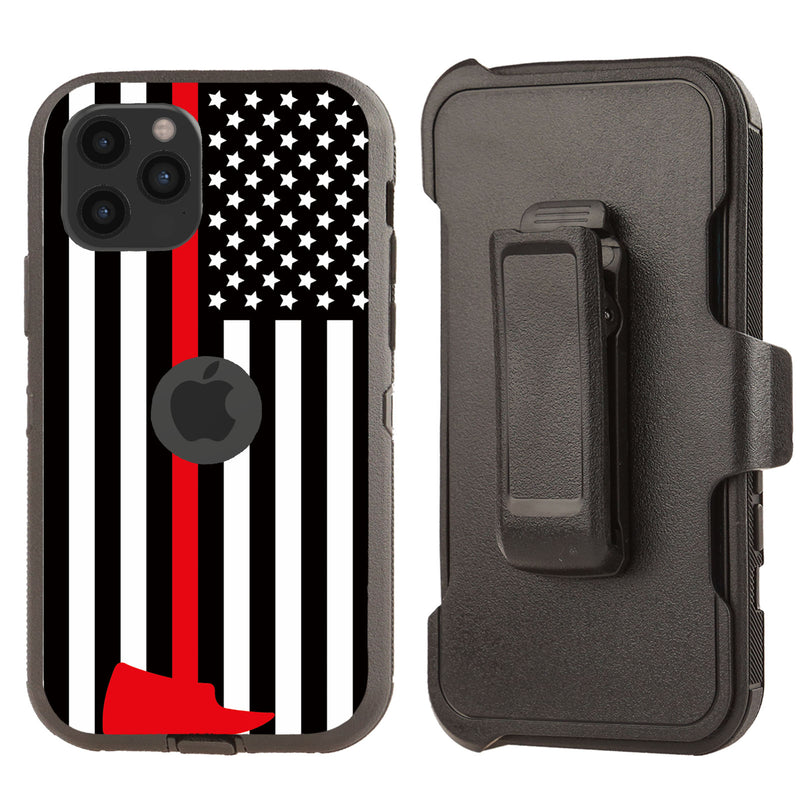 Shockproof Case for Apple iPhone 12 Pro Max Fire Department Flag Cover Clip Heavy