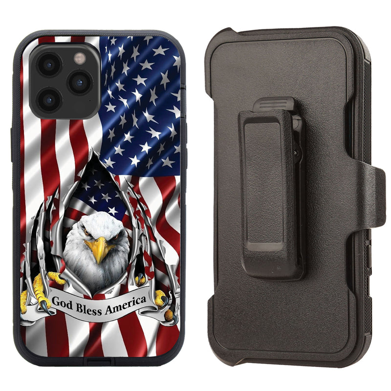 Shockproof Case for Apple iPhone 12 Pro Max Cover Clip Eagle US Flag