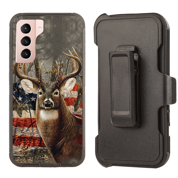 Shockproof Case for Samsung Galaxy S21 Cover Clip Deer Flag