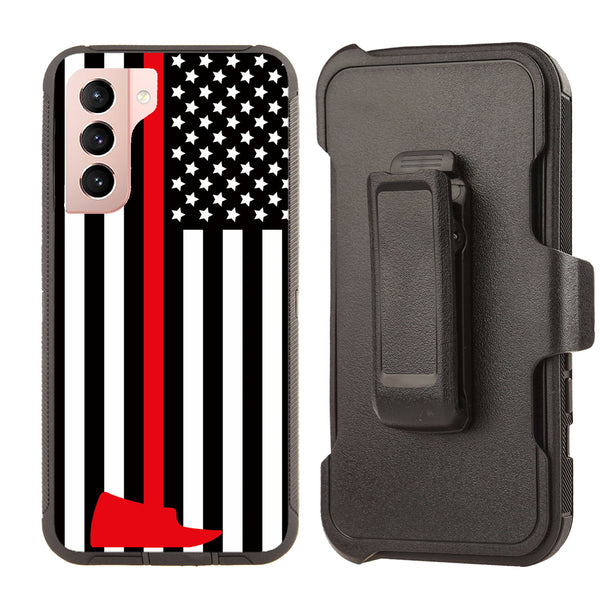 Shockproof Case for Samsung Galaxy S21 Fire Department Flag Cover Clip Heavy Duty