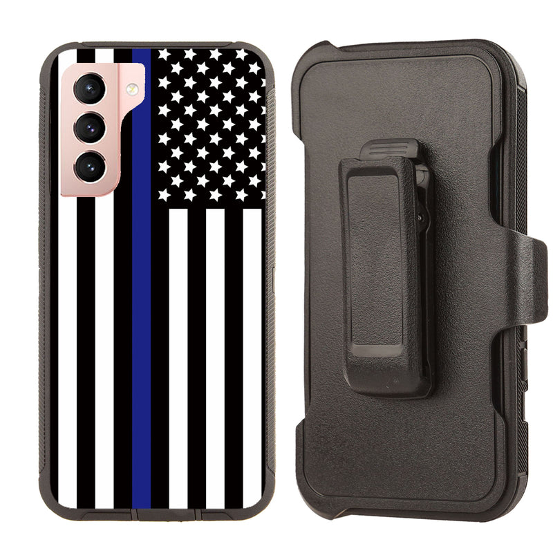 Shockproof Case for Samsung Galaxy S21 Police Flag Cover Rugged Heavy Duty