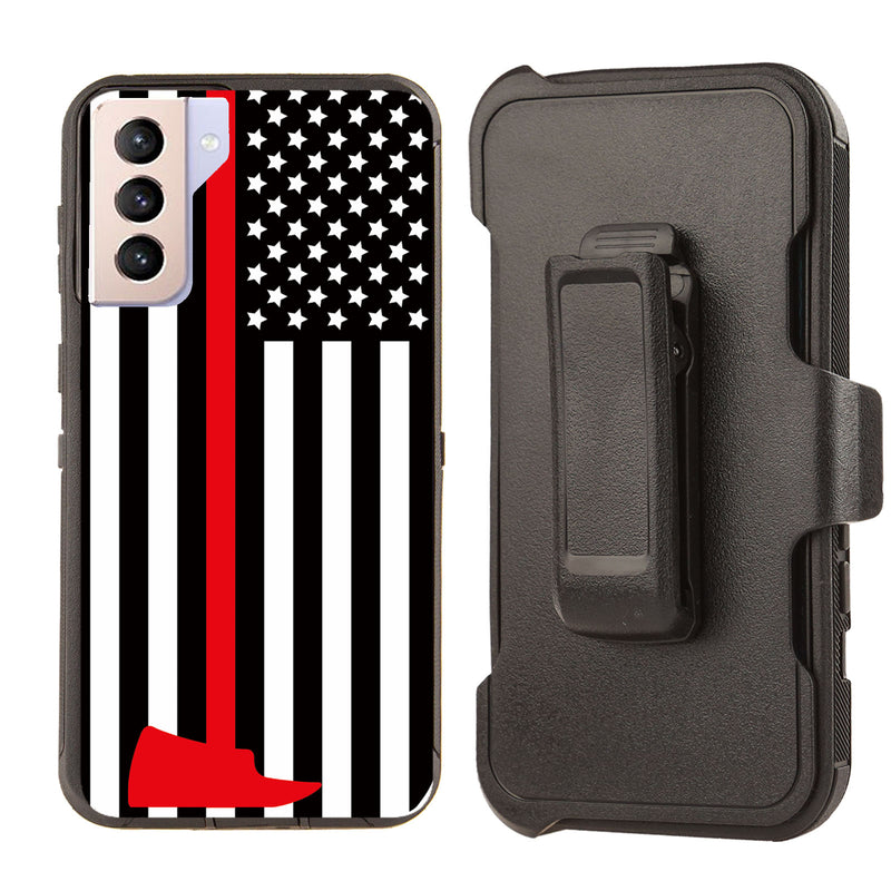 Shockproof Case for Samsung Galaxy S21 + Plus Fire Department Flag Cover Clip