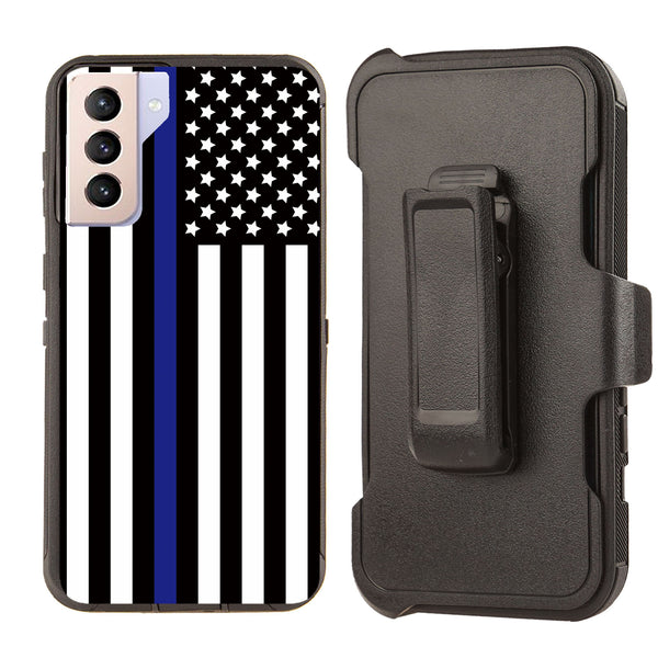 Shockproof Case for Samsung Galaxy S21 + Plus Police Flag Cover Rugged Heavy