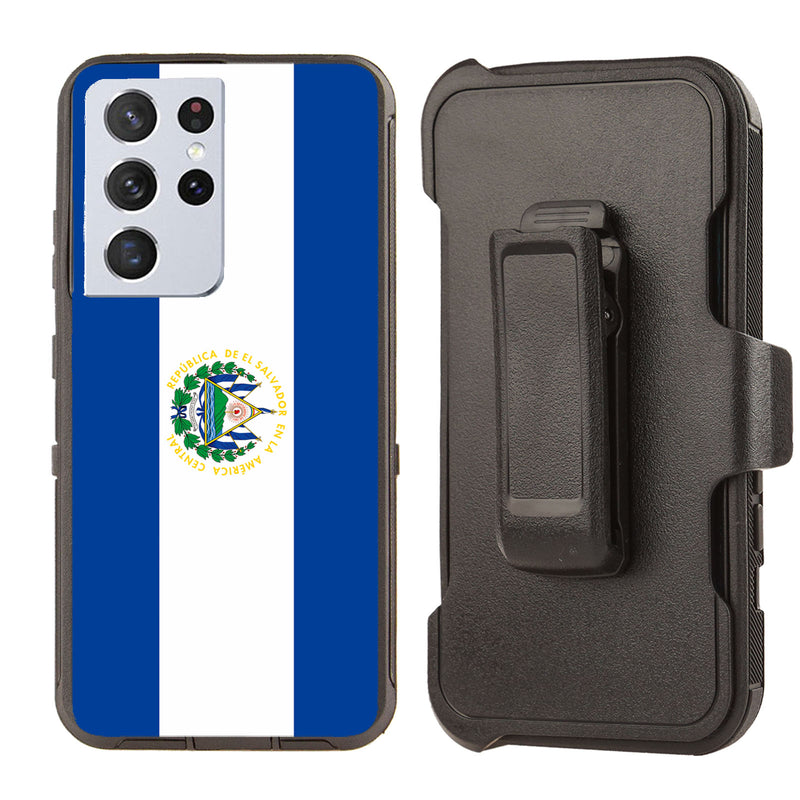 Shockproof Case for Samsung Galaxy S21 Ultra Flag El Salvador Cover Clip Rugged