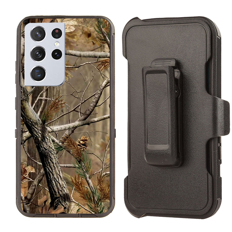 Shockproof Case for Samsung Galaxy S21 Ultra Camouflage Tree Brown Cover Clip