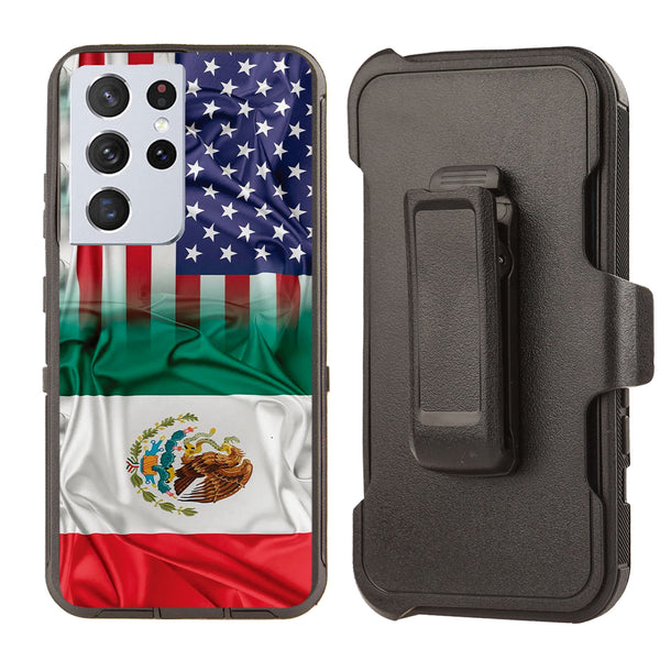 Shockproof Case for Samsung Galaxy S21 Ultra Mexico USA Flag Combined