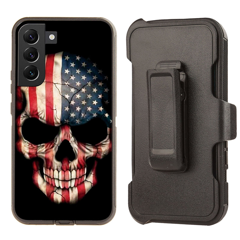 Shockproof Case for Samsung Galaxy S23 Cover Skull US Flag