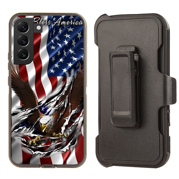 Shockproof Case for Samsung Galaxy S23 Cover Ripped Flag Eagle