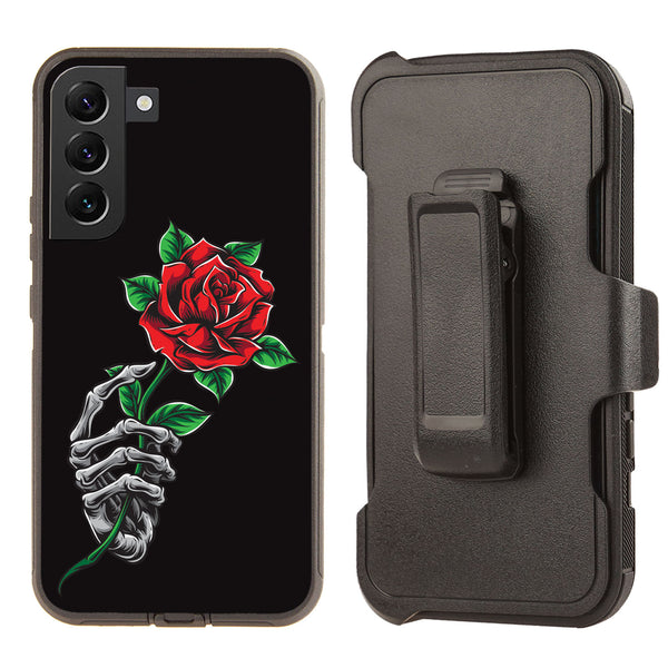 Shockproof Case for Samsung Galaxy S23 Cover Rose in Skeleton Hand