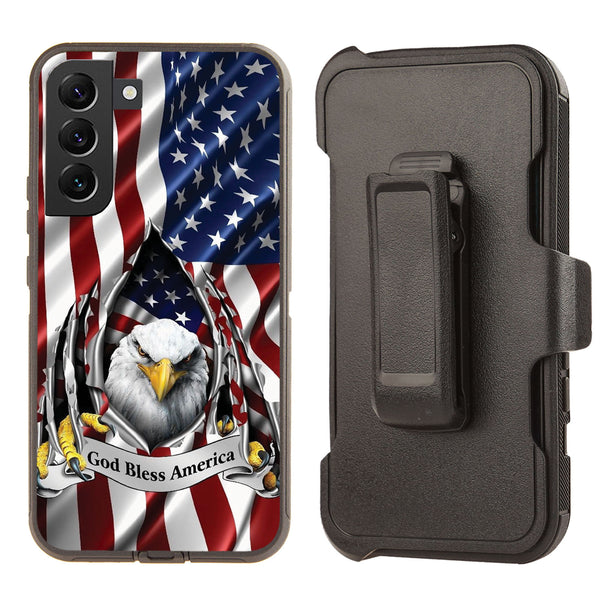 Shockproof Case for Samsung Galaxy S23 Cover Clip Eagle USA Flag