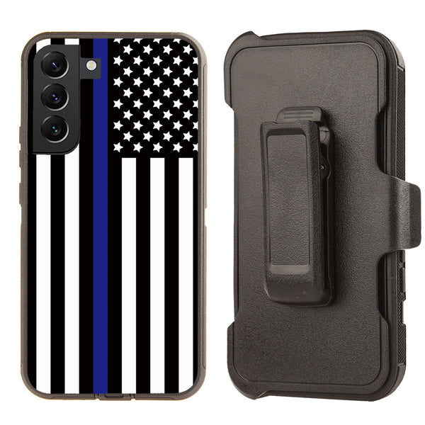 Shockproof Case for Samsung Galaxy S23 Cover Clip Thin Blue Line Flag