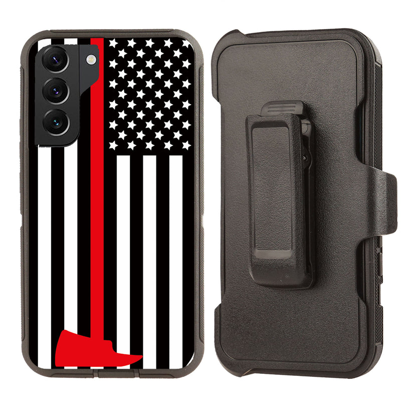 Shockproof Case for Samsung Galaxy S22+ PLUS Fire Department Flag Cover Clip