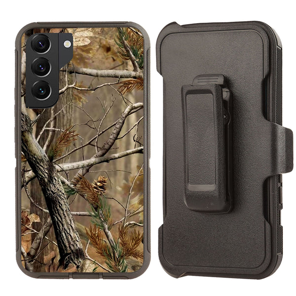 Shockproof Case for Samsung Galaxy S22+ PLUS Camouflage Tree Brown Cover Clip