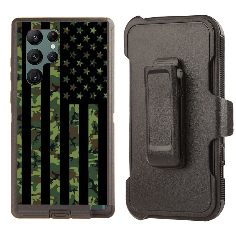 Shockproof Case for Samsung Galaxy S22 Ultra Military Camouflage Flag