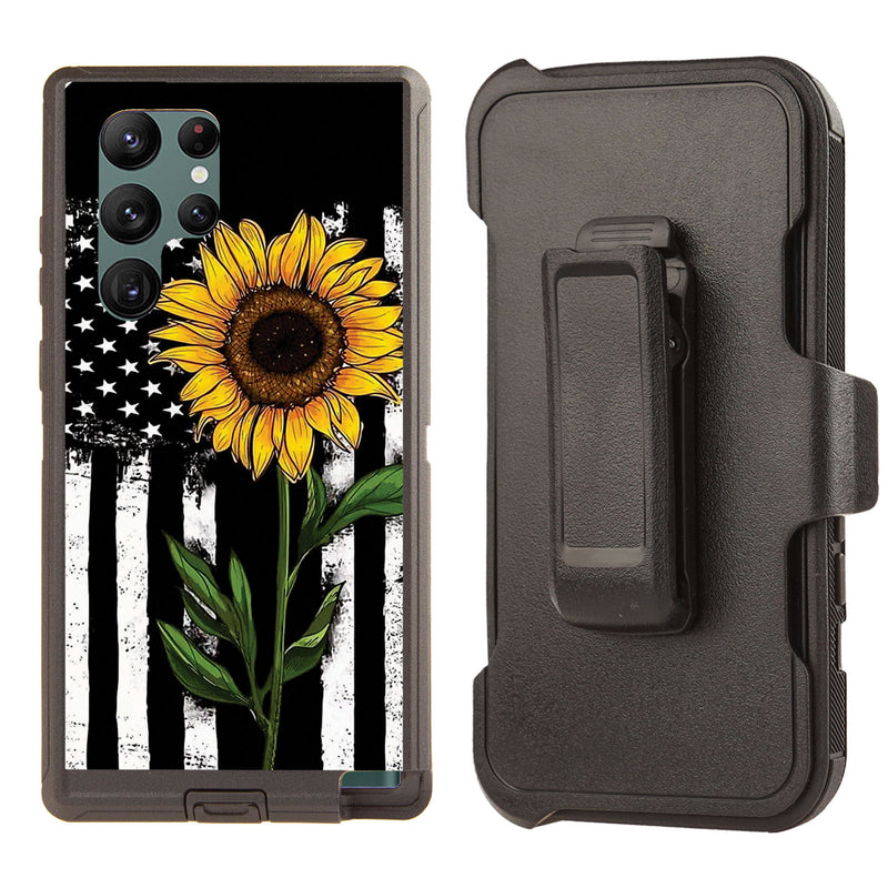 Shockproof Case for Samsung Galaxy S22 Ultra Sunflower Flag