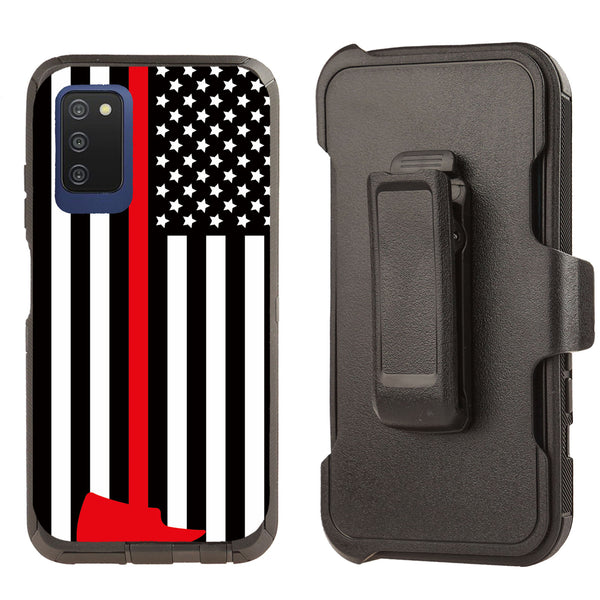 Shockproof Case for Samsung Galaxy A03S Fire Department Flag Cover Clip Heavy
