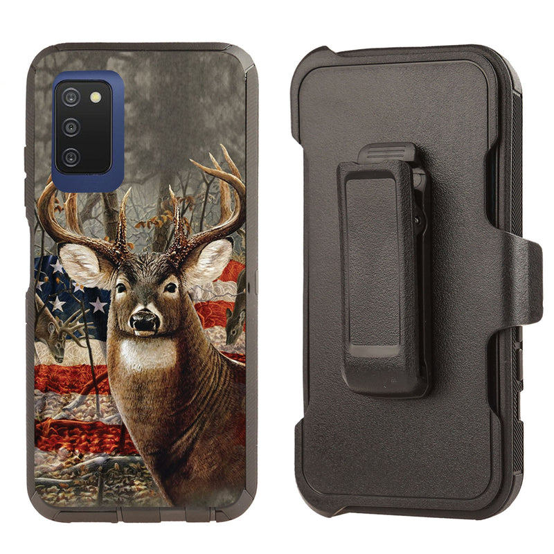 Shockproof Case for Samsung Galaxy A03S Deer Camouflage USA Flag
