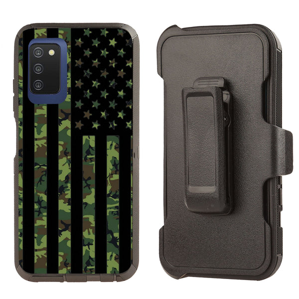 Shockproof Case for Samsung Galaxy A03S Military Camouflage USA Flag Cover Clip
