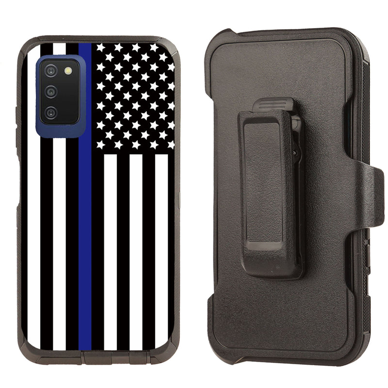 Shockproof Case for Samsung Galaxy A03S Police Flag Cover Rugged Heavy Duty
