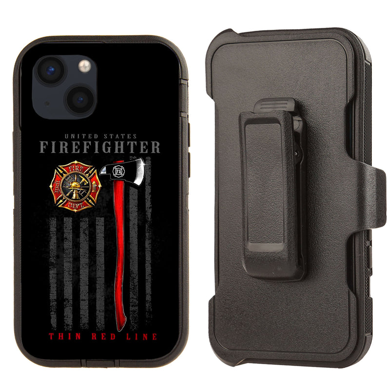 Shockproof Case for Apple iPhone 13 Firefighter Thin Red Line