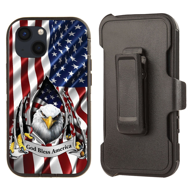 Shockproof Case for Apple iPhone 13 Eagle Flag Cover Clip Rugged Heavy Duty