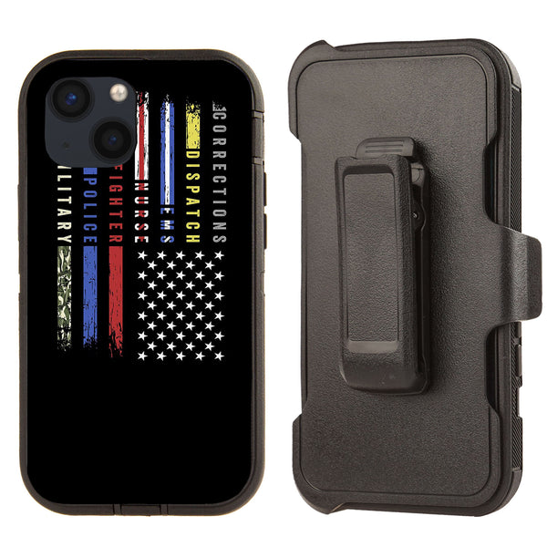 Shockproof Case for Apple iPhone 13 Clip Multi Thin Line Flag
