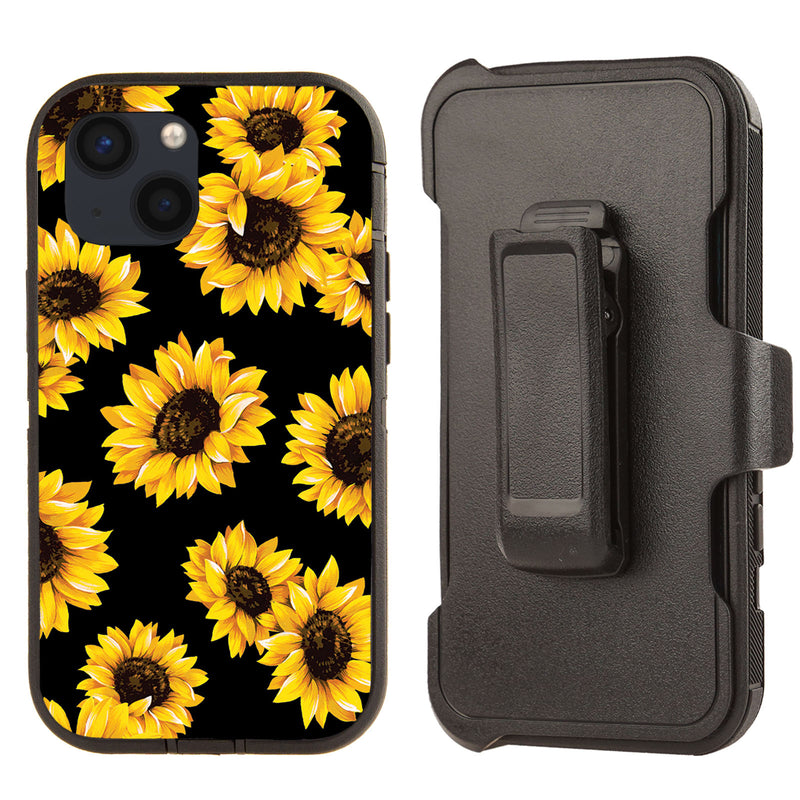 Shockproof Case for Apple iPhone 13 Clip Rugged Sunflower