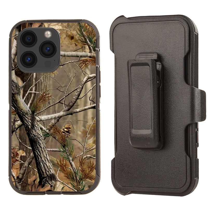 Shockproof Case for Apple iPhone 13 Pro Camouflage Tree Brown Cover Clip Rugged