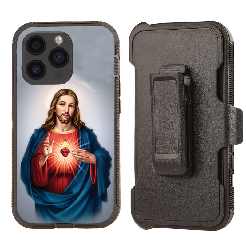 Shockproof Case for Apple iPhone 13 Pro Rugged Heavy Duty Jesus Cover Clip