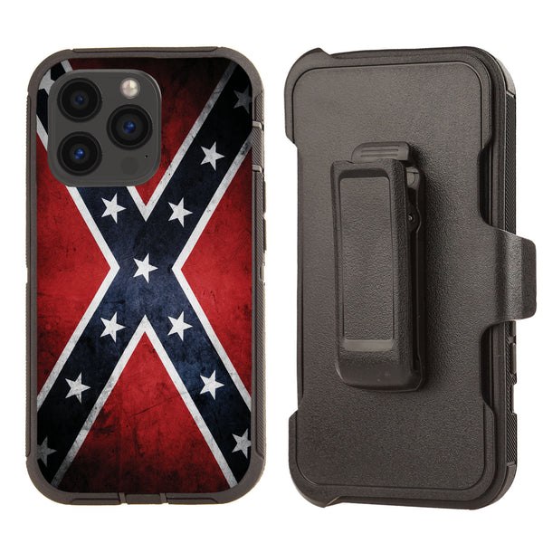 Shockproof Case for Apple iPhone 13 Pro Rugged Heavy Duty Rebel Flag
