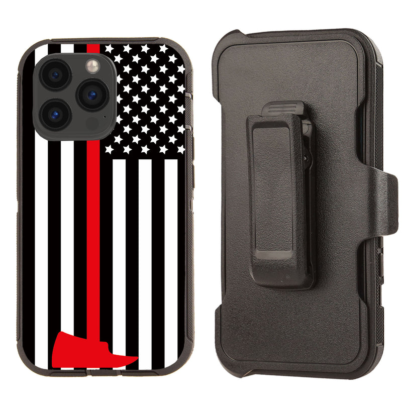 Shockproof Case for Apple iPhone 13 Pro Fire Department Flag Cover Clip Heavy