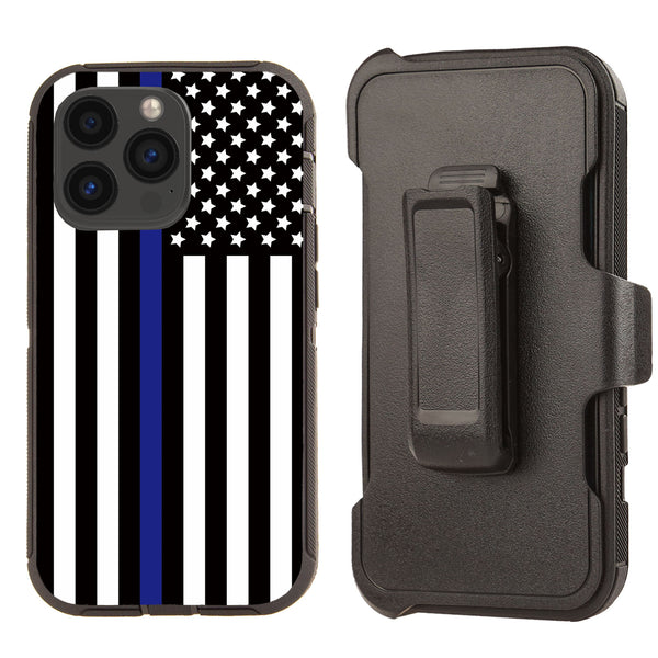 Shockproof Case for Apple iPhone 13 Pro Max Police Flag Cover Rugged Heavy Duty