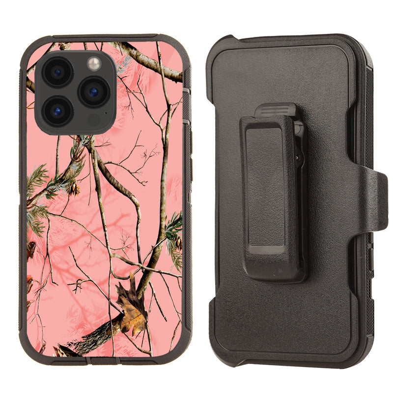 Shockproof Case for Apple iPhone 13 Pro Rugged Heavy Duty Pink Camouflage