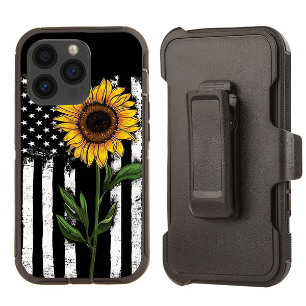 Shockproof Case for Apple iPhone 13 Pro Rugged Heavy Duty Sunflower Flag