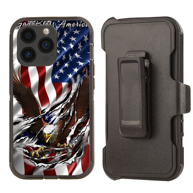 Shockproof Case for Apple iPhone 13 Pro MaxEagle USA Flag Ripped Cover Rugged
