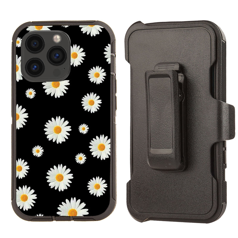 Shockproof Case for Apple iPhone 13 Pro Max Daisy Flower Cover Rugged Heavy Duty