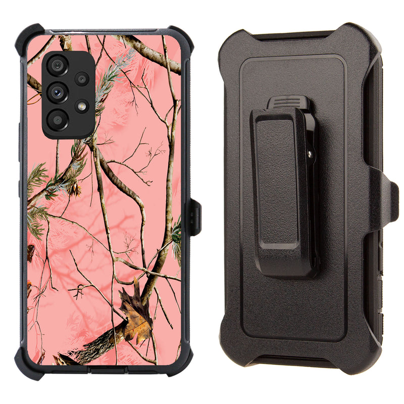 Shockproof Clip Case for Samsung Galaxy A53 5G Pink Camouflage