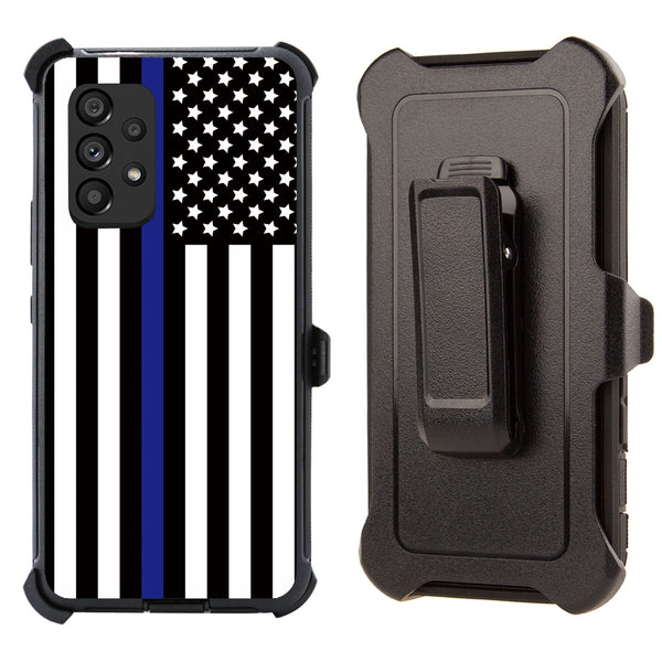 Shockproof Clip Case for Samsung Galaxy A53 5G Police Flag Cover Rugged Heavy